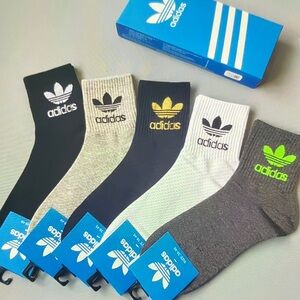 Adidas Men's Athletic Crew Socks - Black, Gray, White, Gold, Green